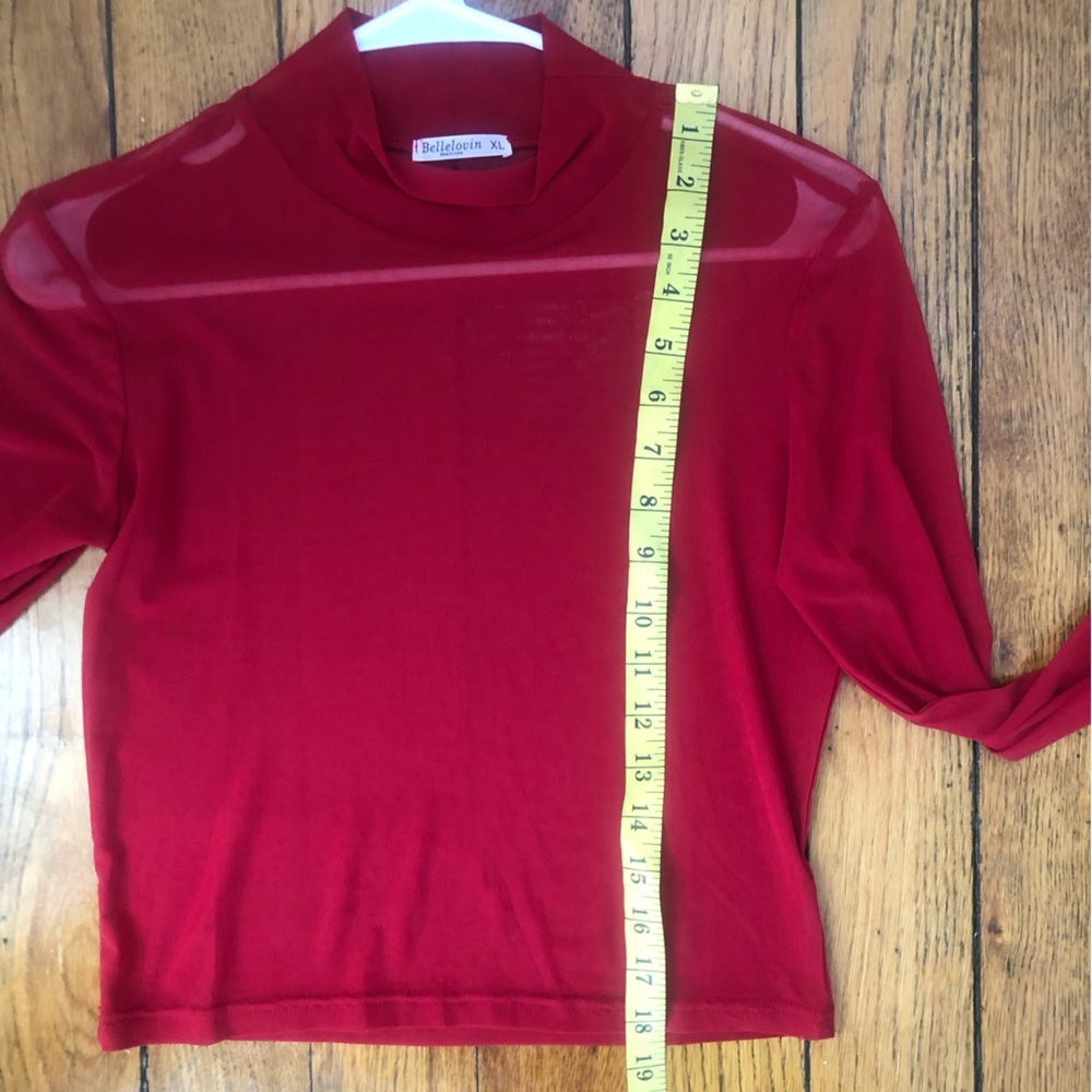 Red Sheer Long Sleeve Top - Picture 5 of 5